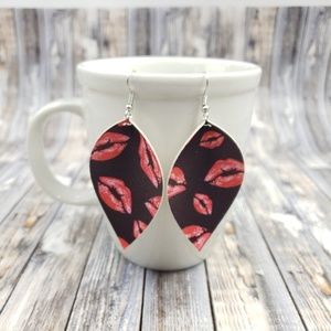 Red Lips Valentine's Day Faux Leather Earrings!